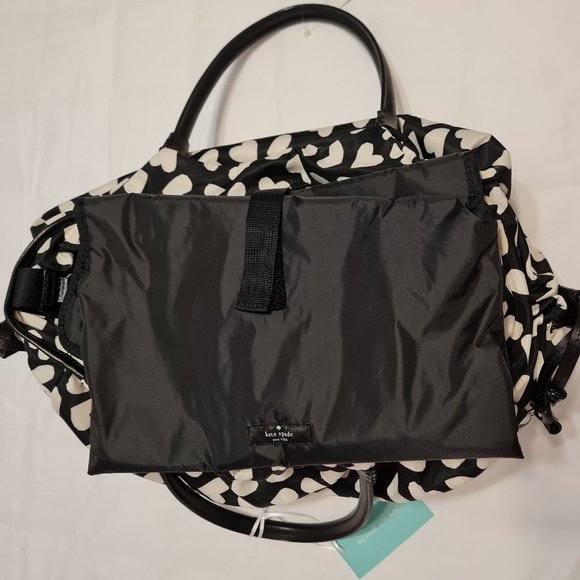 Kate Spade Stevie Baby Bag Black & White/Cream Hearts Renny Drive - Picture 9 of 11